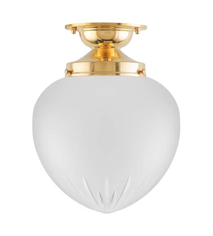 Ceiling Light - Lundkvist 100 - Brass, Matte Cut-Glass Shade image