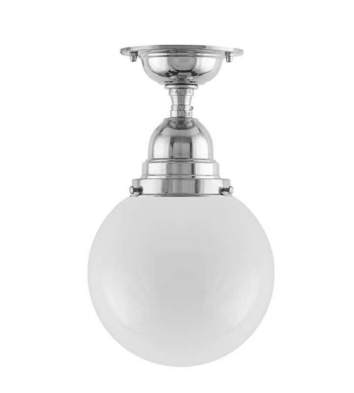 Baderomslampe - Taklampe Byström 80 forniklet opalhvit kuppel image