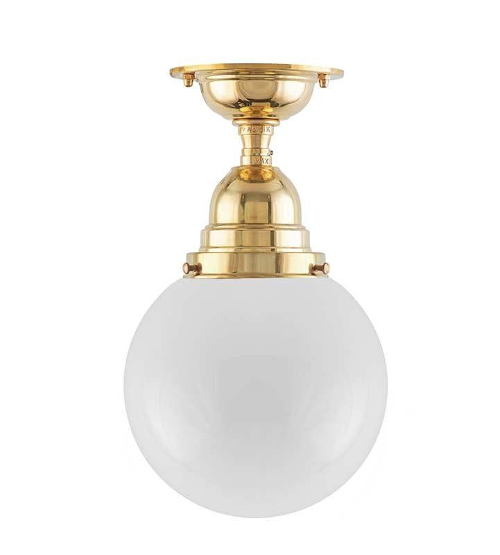 Baderomslampe - Taklampe Byström 80 messing opalhvit kuppel image