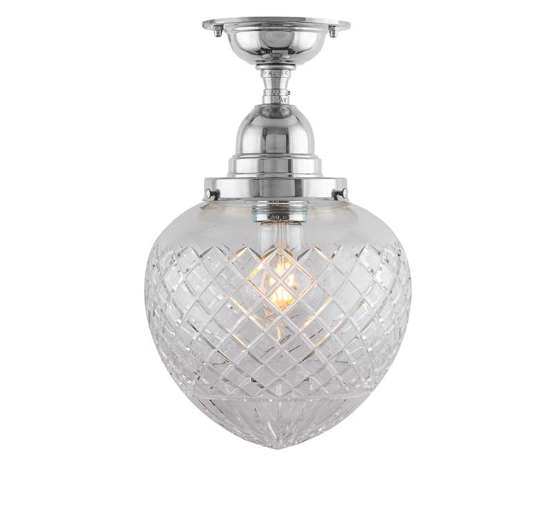 Ceiling Light - Byström 100 - Nickel, Clear Glass Drop Shade