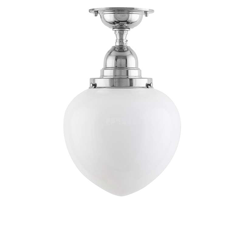 Taklampe - Byström 100 nikkel, opalhvitt dråpeformet kuppel image