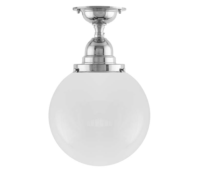 Badrumslampa - Taklampa Byström 100 förnicklad, klotskärm image