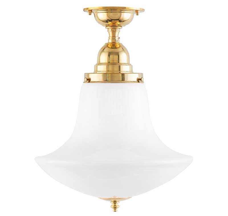Baderomslampe - Taklampe Byström 100 messing med klokkeformet skjerm image