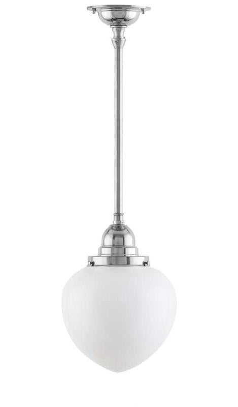 Bathroom Ceiling Light - Byström Pendant 100 - Nickel, White Drop Shade