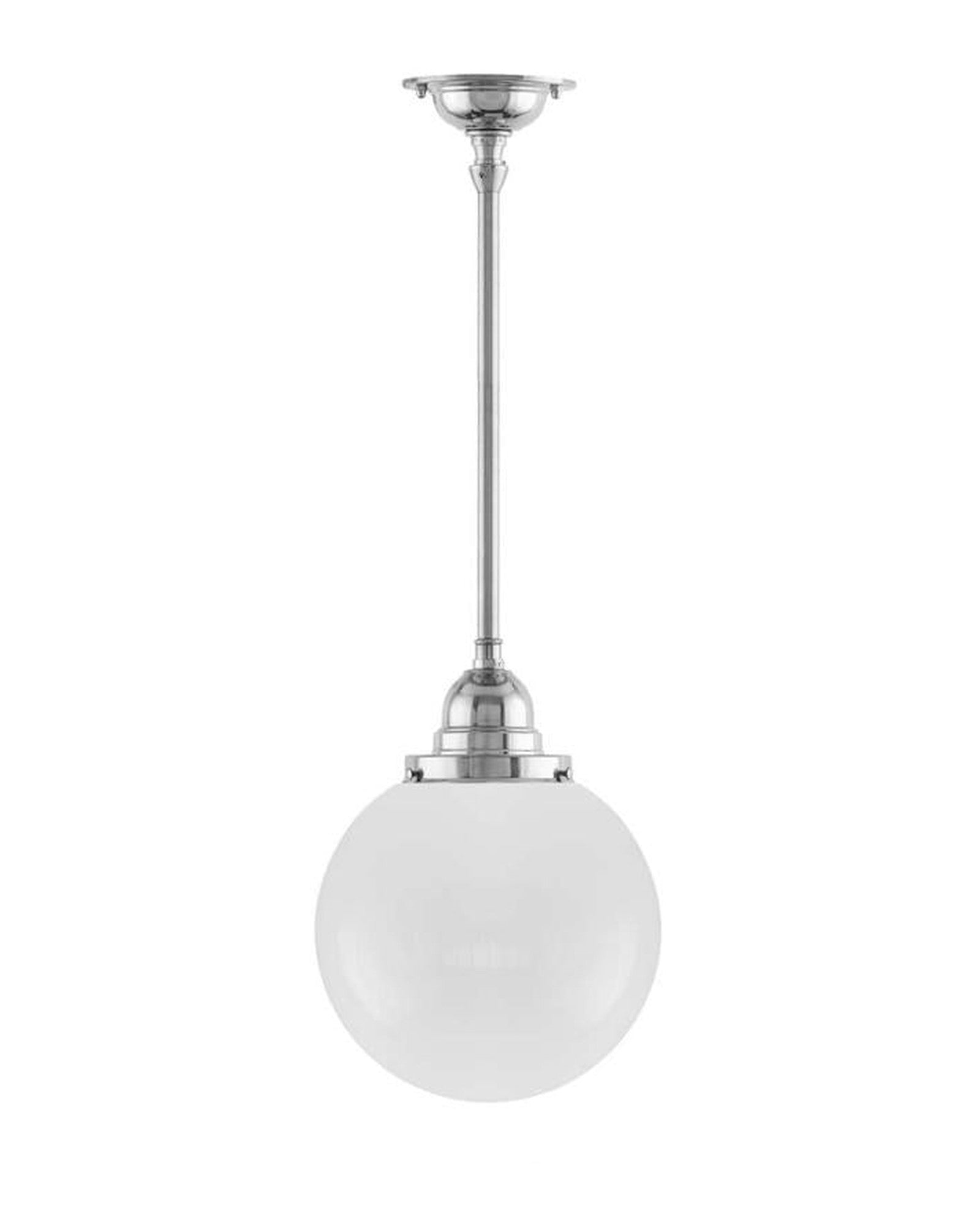 Baderomslampe - Taklampe Byströmpendel 100 nikkel, opalhvitt kuppel image