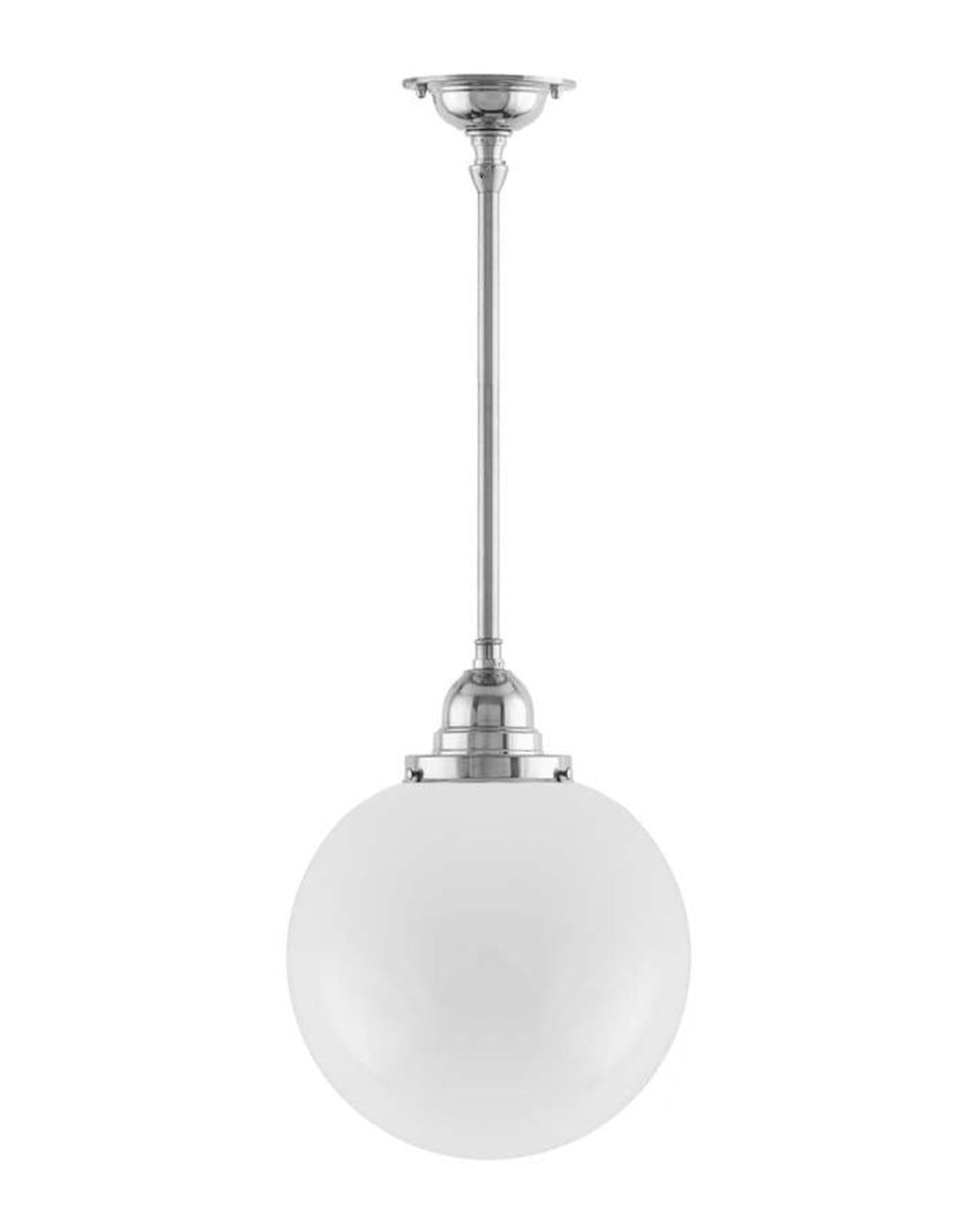 Baderomslampe - Taklampe Byströmpendel 100 nikkel, opalhvitt kuppel image