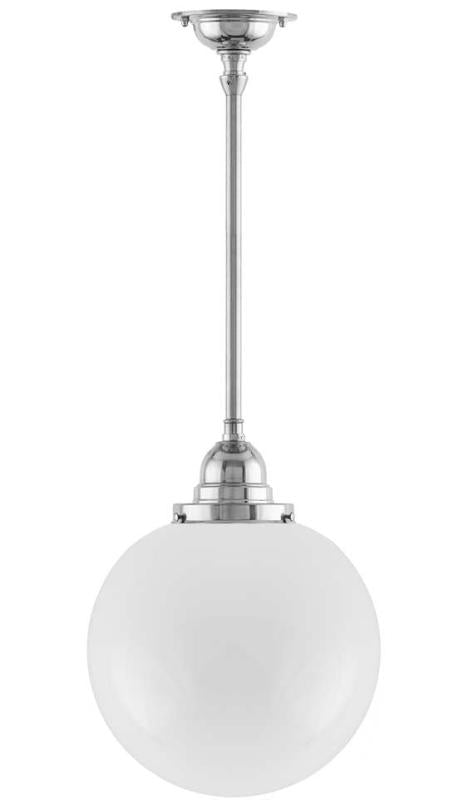 Badrumslampa - Taklampa Byströmpendel 100 förnicklad, stor klotskärm image
