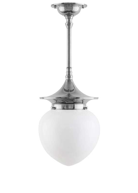 Bathroom Ceiling Light - Dahlberg Pendant 100 - Nickel, opal white drop shade