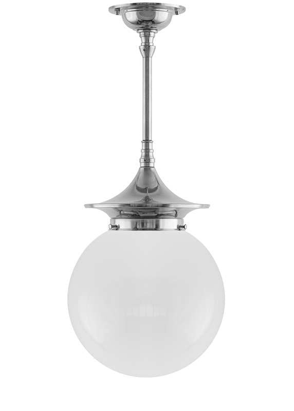 Bathroom Ceiling Light - Dahlberg Pendant 100 - Nickel, Globe Shade