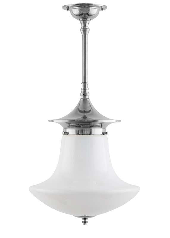 Bathroom Ceiling Light - Dahlberg Pendant 100, Nickel with Anchor Shade