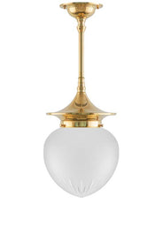 Badeværelseslampe - Loftslampe Dahlbergspendel 100 messing matteret glas dråbe thumbnail image