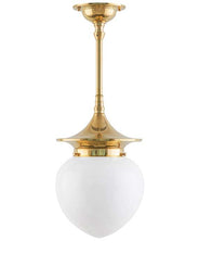 Baderomslampe - Taklampe Dahlbergspendel 100 messing, hvit dråpe thumbnail image