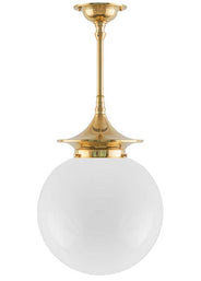 Baderomslampe - Taklampe Dahlbergspendel 100 messing, stor globeskjerm thumbnail image