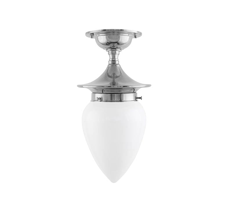 Ceiling Light - Dahlberg 80 - Opal White Glass, Nickel