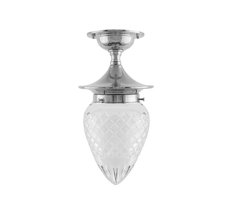 Ceiling Light - Dahlberg 80 - Nickel, Clear Drop Shade