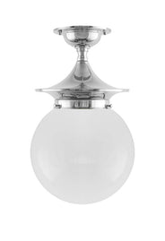 Badrumslampa - Dahlberg 100 förnicklad opalvit klotskärm thumbnail image