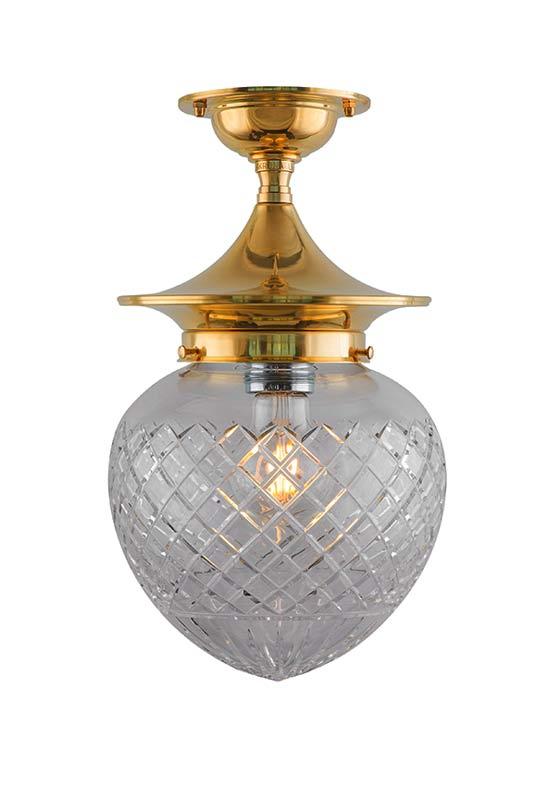 Bathroom Ceiling Light - Dahlberg 100 - Brass, Drop Shade