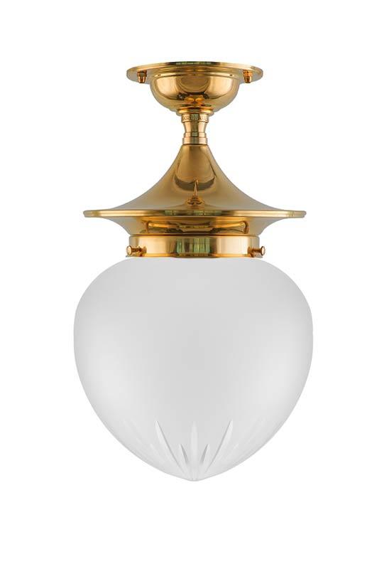 Bathroom Ceiling Light - Dahlberg 100 - Brass, Frosted Drop Shade