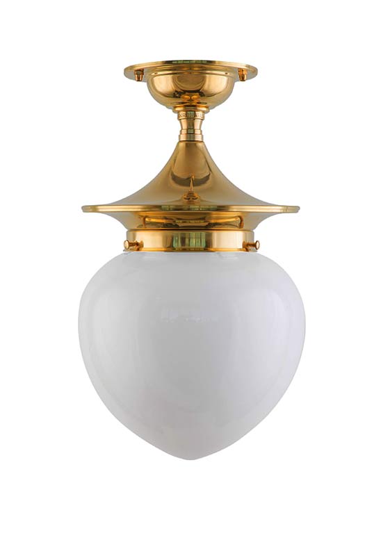 Ceiling Light - Dahlberg 100 - Brass - Opal White Drop Shade