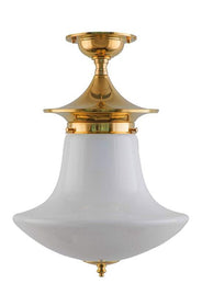 Taklampe - Dahlberg 100 messing, hvit klokkeformet skjerm thumbnail image