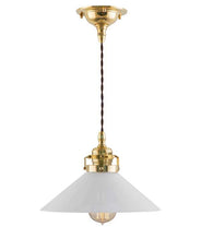 Taklampe - Skomakerlampe messing hvit skjerm thumbnail image
