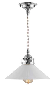 Taklampe - Skomakerlampe nikkel hvit skjerm thumbnail image