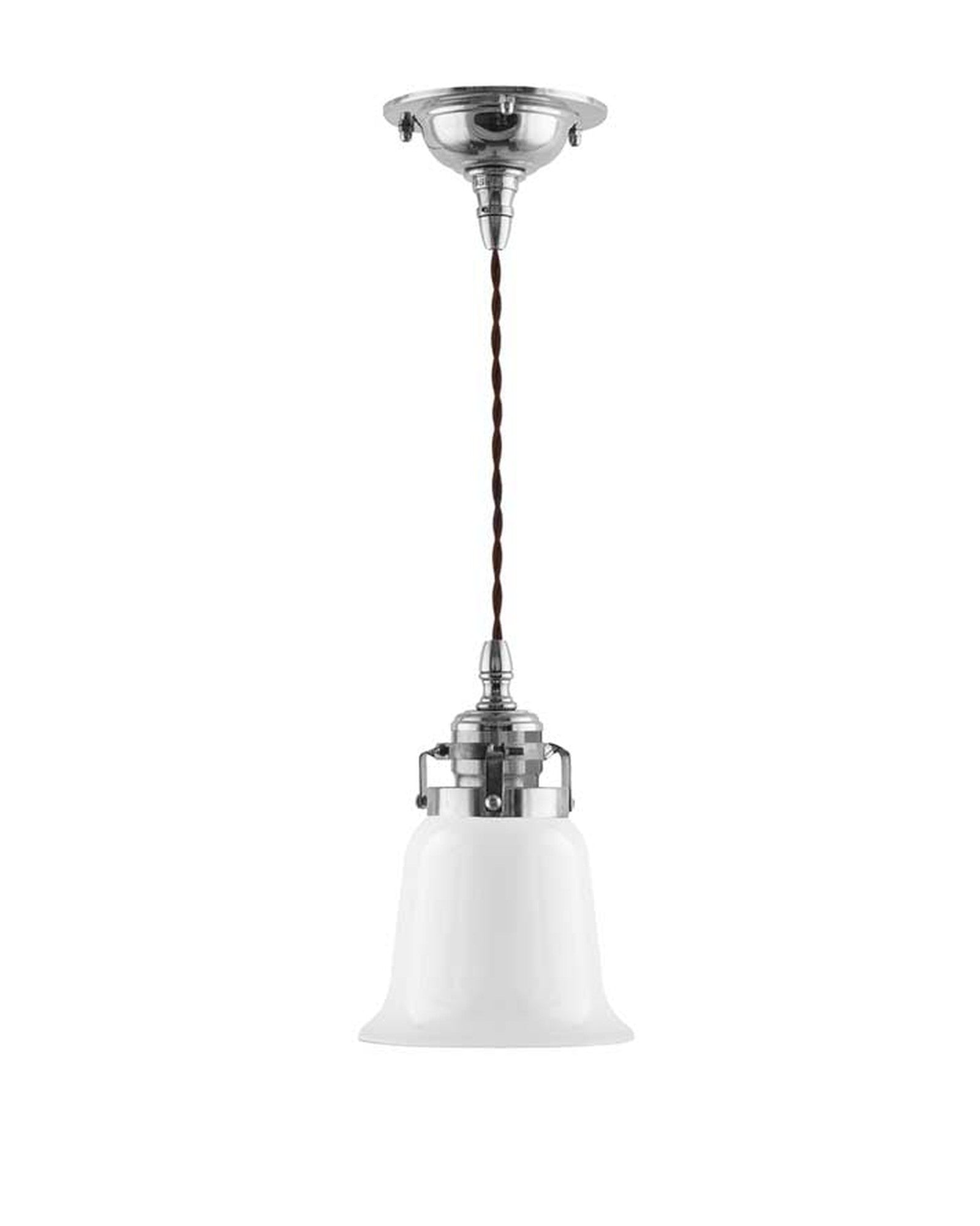 Suspension style cordonnier nickel avec abat-jour blanc image