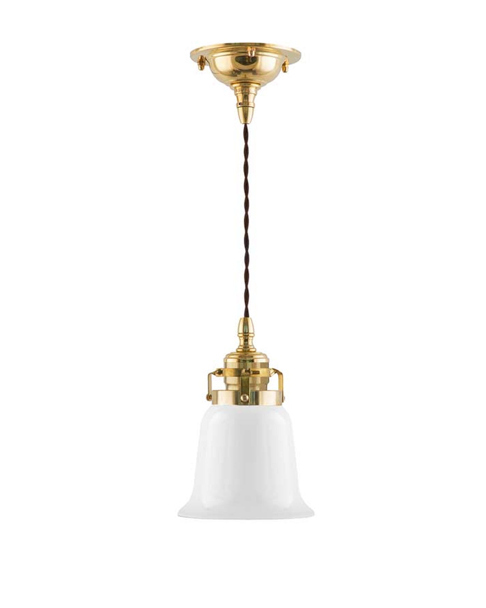 Suspension style cordonnier laiton, abat-jour blanc image