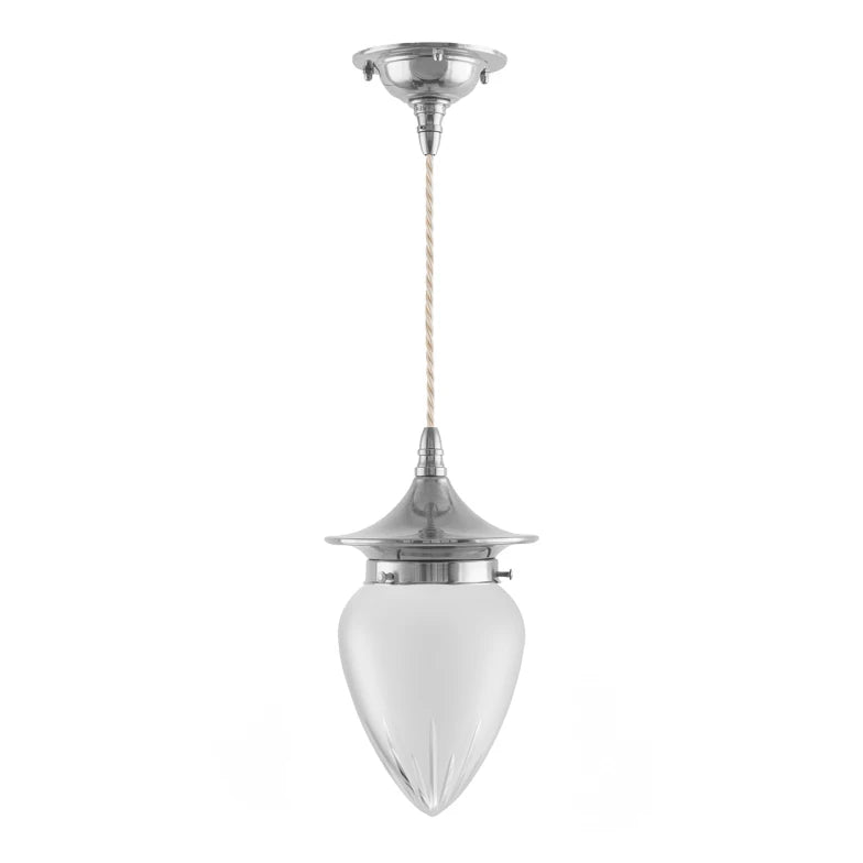Ceiling Lamp - Dahlberg Cord Pendant 80 Nickel, Frosted Glass Drop image