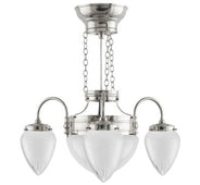 Chandelier - Three-Arm Ring Chandelier nickel with Frosted Glass thumbnail image