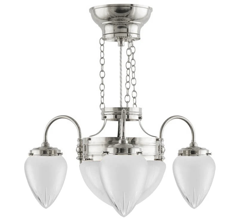 Chandelier - Three-Arm Ring Chandelier nickel with Frosted Glass image