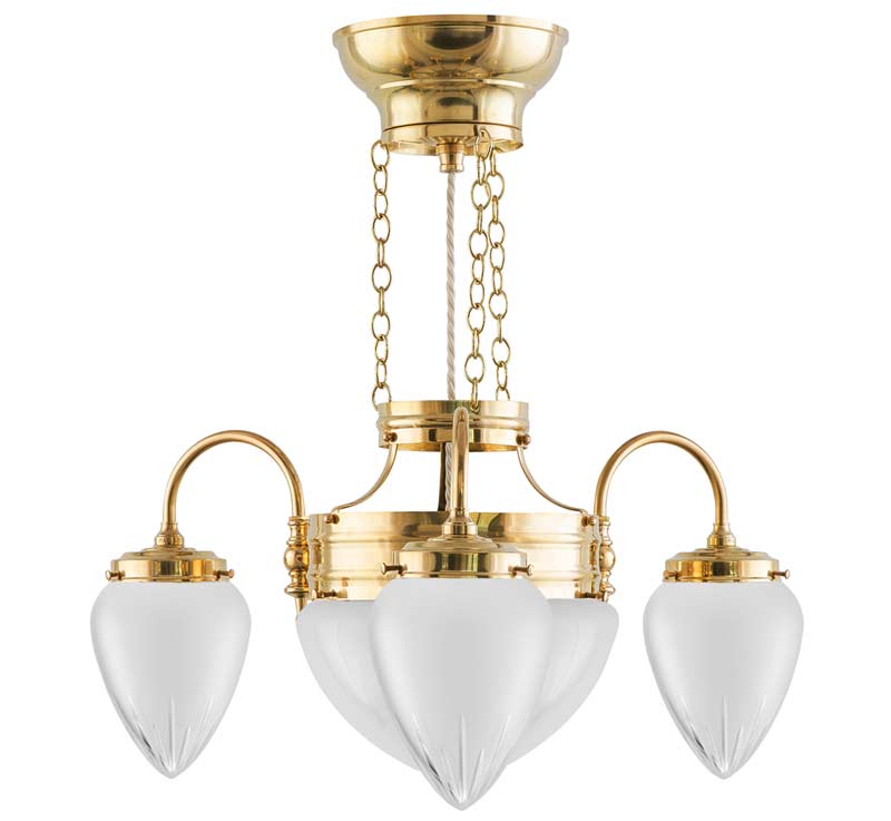 Chandelier - Three-Arm Ring Chandelier with Frosted Glass