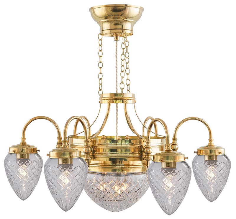 Lustre à six bras en laiton - Lampes classiques – Sekelskifte