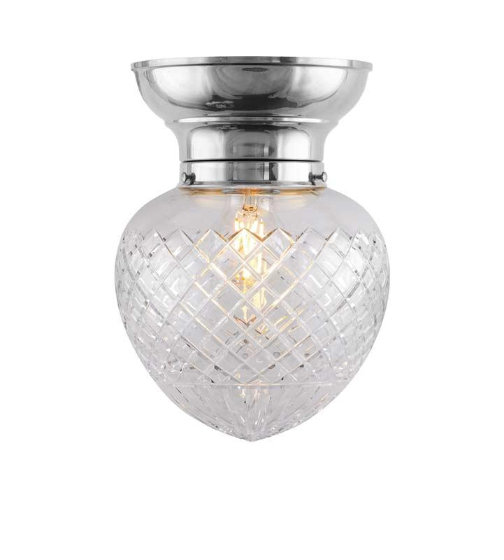 Ceiling Light -Fröding 100 Bowl Light - Nickel-Plated, Clear Drop Shade