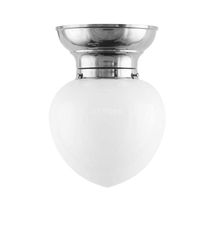 Bowl lamp - Fröding 100 - Nickel-Preated, with Opal White Cut-Glass Shade