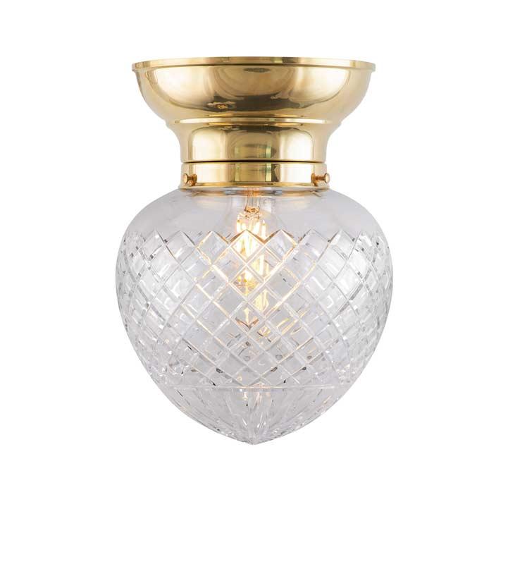 Loftslampe - Frödingplafond 100 messing klar dråbe