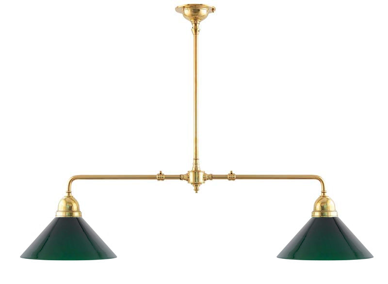 Ceiling Lamp – Double Pendant Billiard Lamp with Green Shades