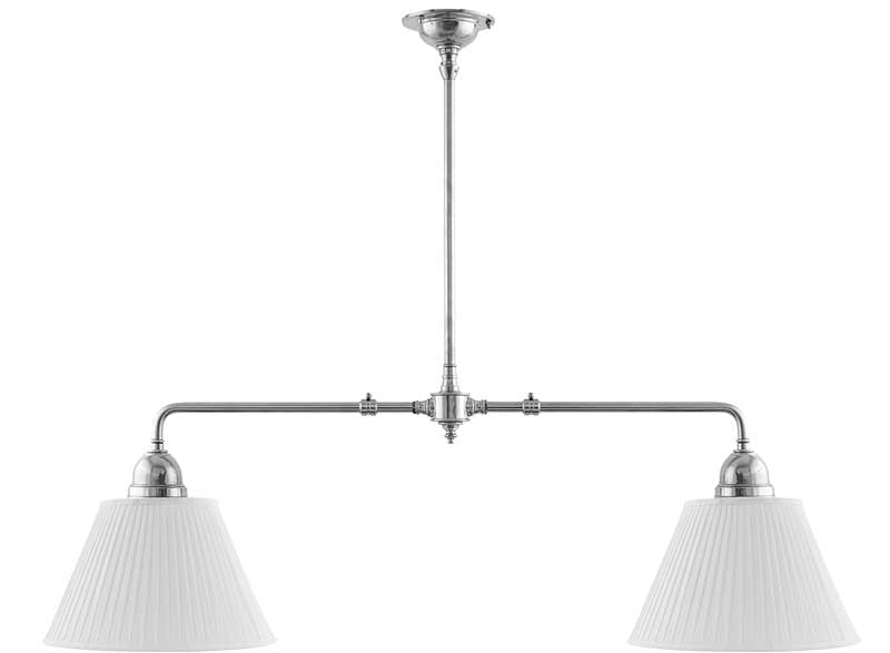 Ceiling Lamp – Double Pendant Billiard Lamp - Nickel with Fabric Shades
