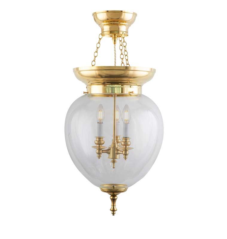 Foyer Bowl Light 200 - Brass, Clear Glass Shade