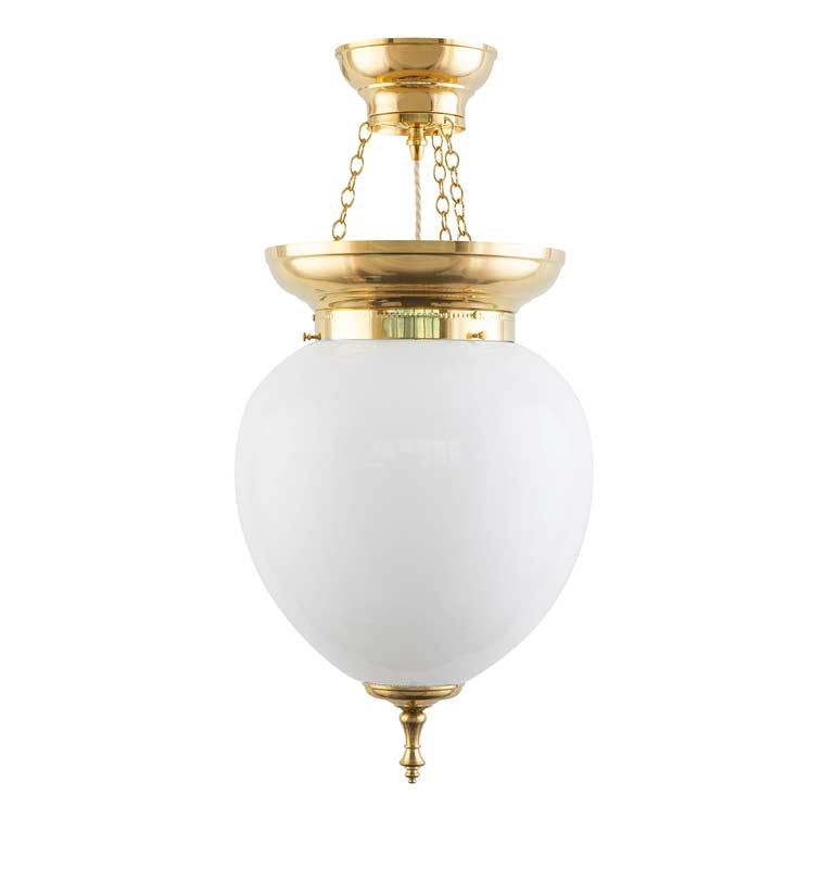 Foyer Bowl Light 200 - Brass with Opal White Glass Shade