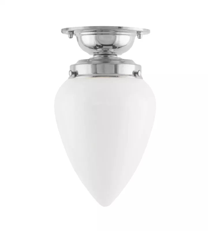 Ceiling Light - Lundkvist 80 - Nickel, White Drop Shade