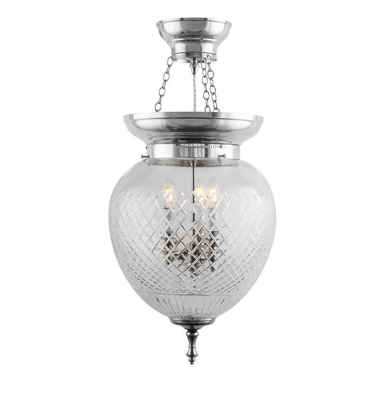 Foyer Bowl Light 200 - Nickel, Clear Glass Shade