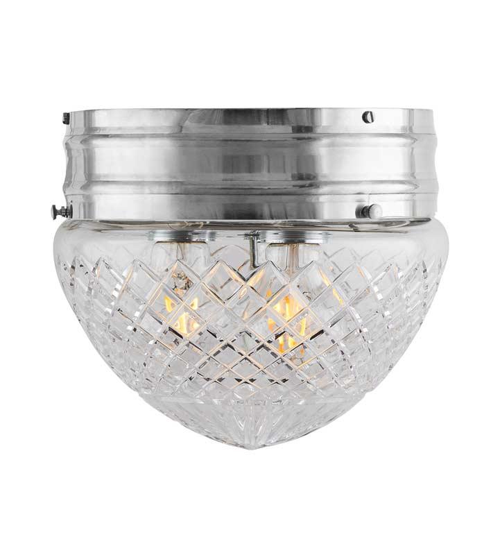 Bowl Light - Heidenstam 200 - Nickel-Plated, Clear Cut-Glass Shade