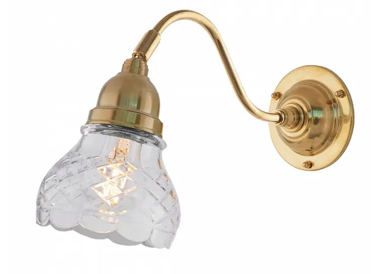 Wall Light - Runeberg - Brass , Clear Cut-Glass Shade