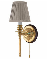 Vegglampe - Ribbing messing, beige skjerm thumbnail image