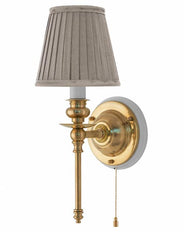 Vegglampe - Ribbing messing, beige skjerm thumbnail image