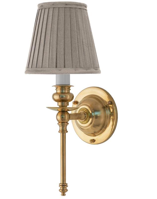 Vägglampa - Ribbing mässing, beige skärm image