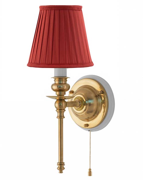Vegglampe - Ribbing messing, rød skjerm image