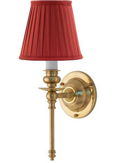 Vegglampe - Ribbing messing, rød skjerm thumbnail image