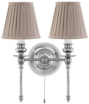 Wivallius wall light - nickel with beige fabric shades. thumbnail image